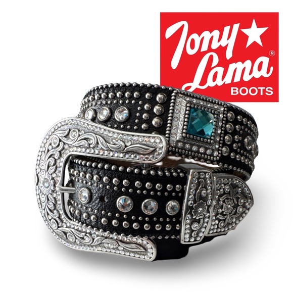 Tony Lama Accessories - NEW Tony Lama Black NASHVILLE LADY Blingy Leather Belt - Size 36